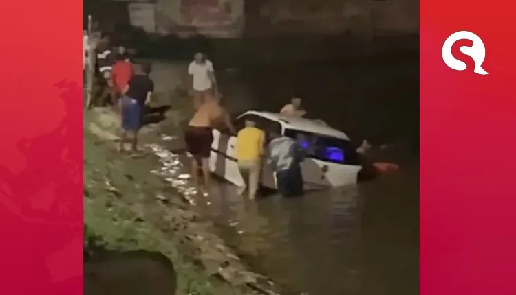 Carro cai em açude em Granja, no interior do Ceará; motorista saiu do veículo a tempo