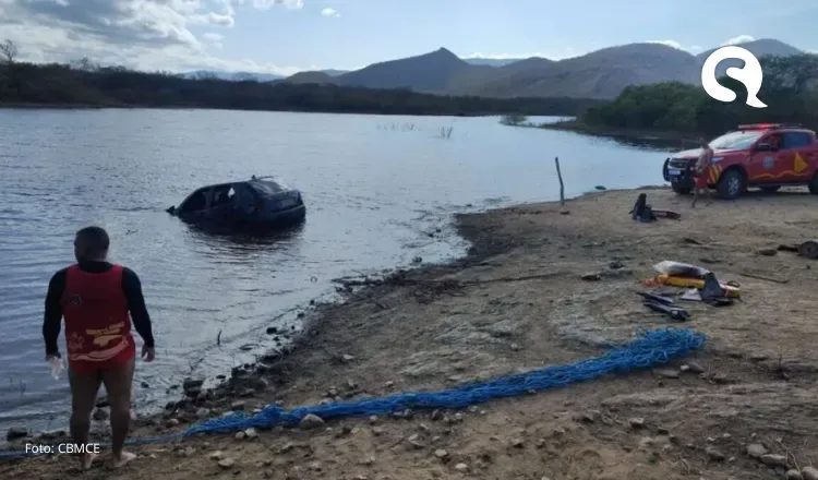 Carro com quatro pessoas cai em açude no Ceará; uma pessoa morre submersa