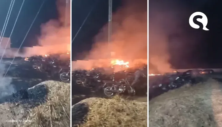 Incêndio atinge pátio de veículos da delegacia de Ipueiras