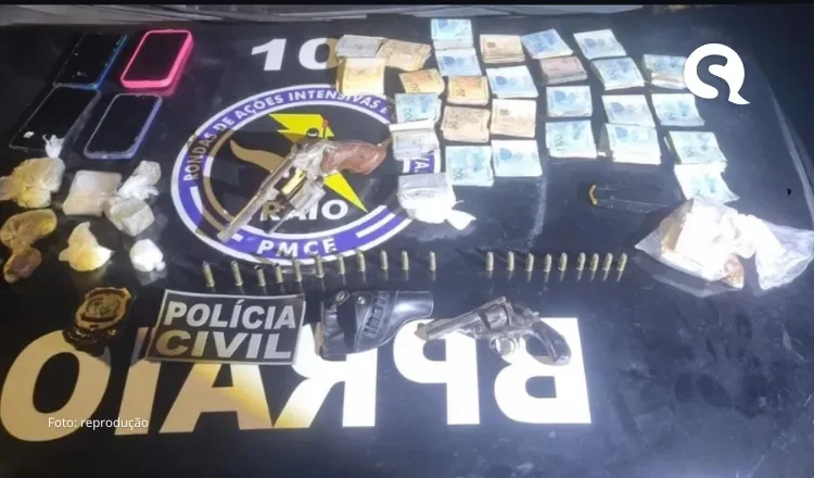 Polícia apreende armas de fogo, drogas e dinheiro na zona rural de Sobral