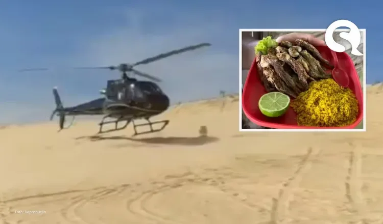Empresário pousa helicóptero em praia no Ceará para comprar piaba frita, e vídeo viraliza