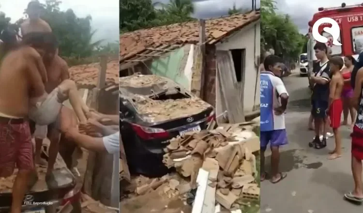 Motorista perde controle de carro, invade casa e deixa duas pessoas feridas em Ipu