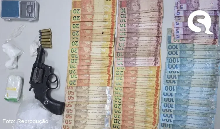 PMCE prende homem e apreende revólver, drogas e dinheiro em Hidrolândia