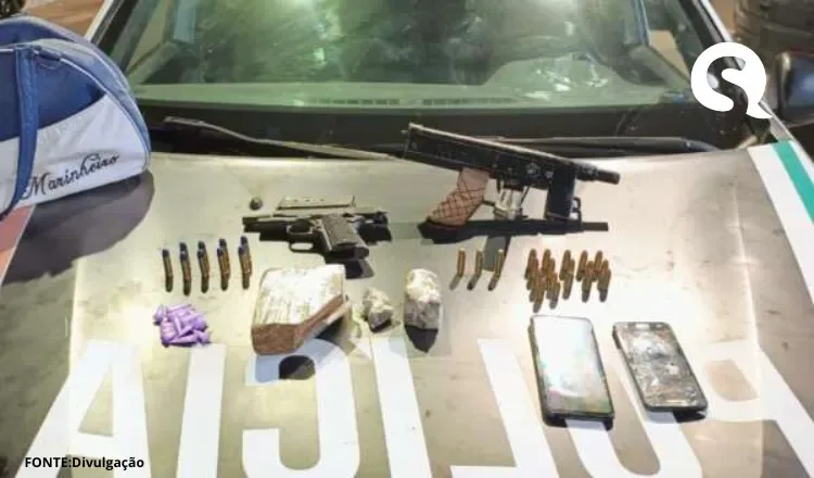 PMCE captura dupla em posse de armas e drogas