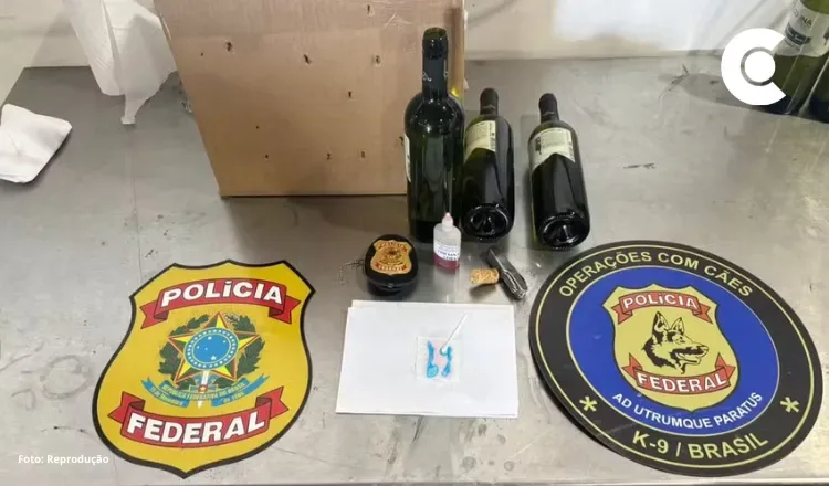 Carga com cocaína diluída em vinho é apreendida pela PF no aeroporto