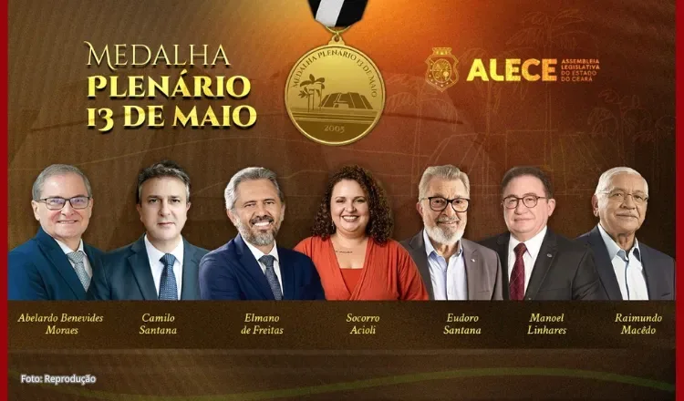 Alece entrega Medalha 13 de Maio a personalidades que contribuem para o desenvolvimento do Ceará