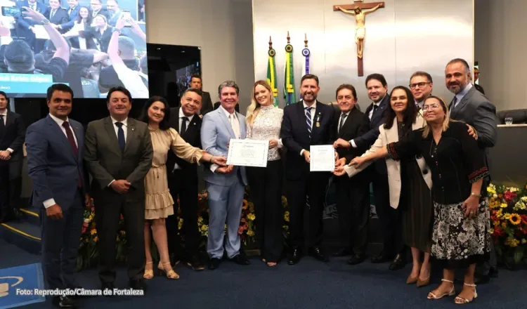Romeu Aldigueri e Tainah Marinho recebem homenagens na Câmara de Fortaleza